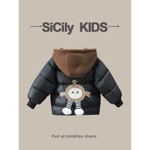 洋气加绒连帽外套新款 男宝冬季 宝宝卡通加厚羽绒棉服 Kids SiCily