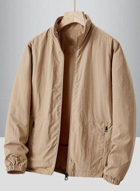 潮牌纯色外套男装春秋季新款宽松大码夹克上衣加肥加大码胖子风衣