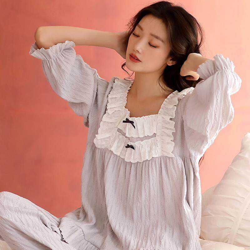 日渐圆润「Daily Gtra」 睡衣女春秋季甜美蕾丝宫廷公主风家居服