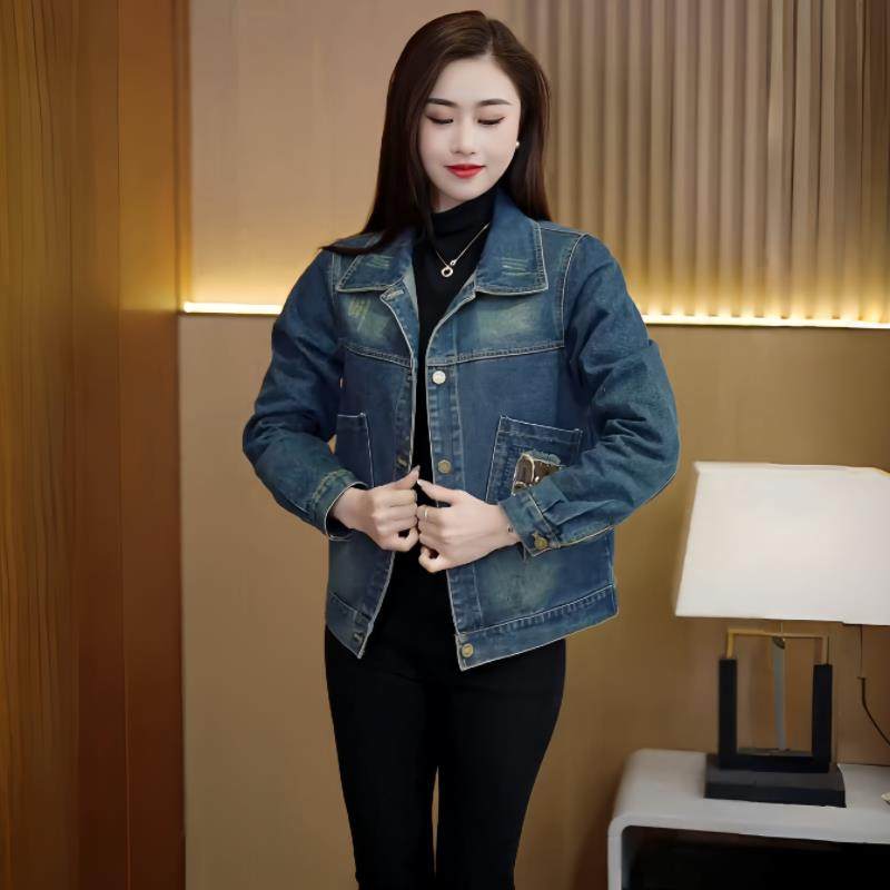 时尚短款牛仔外套女2025秋季新款小个子减龄夹克衫宽松显瘦上衣潮,女装/女士精品,短外套,淘宝优惠券,粉丝福利购,淘宝优惠卷