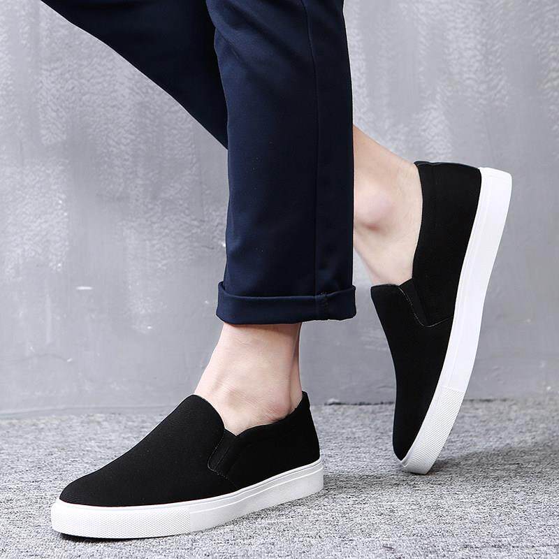 男鞋夏季透气2025新款老北京帆布鞋男士休闲一脚蹬布鞋懒人板鞋子