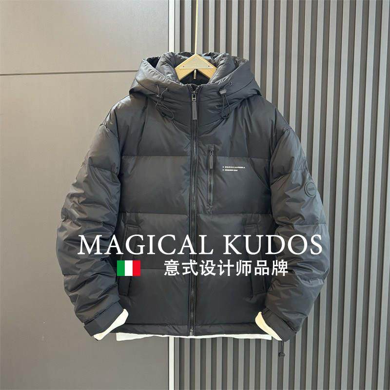 MAGICAL KUDOS加厚白鸭绒冬季新款连帽羽绒服男士休闲保暖外套