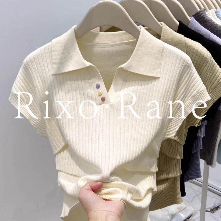 法国Rixo Rane美到醉心?Polo领彩虹扣针织短袖T恤女褶皱坑条上衣,女装/女士精品,大码内搭,淘宝优惠券,粉丝福利购,淘宝优惠卷