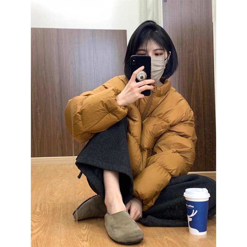 rouje bonjour韩系立领短款羽绒服女冬季新款宽松显瘦面包服外套
