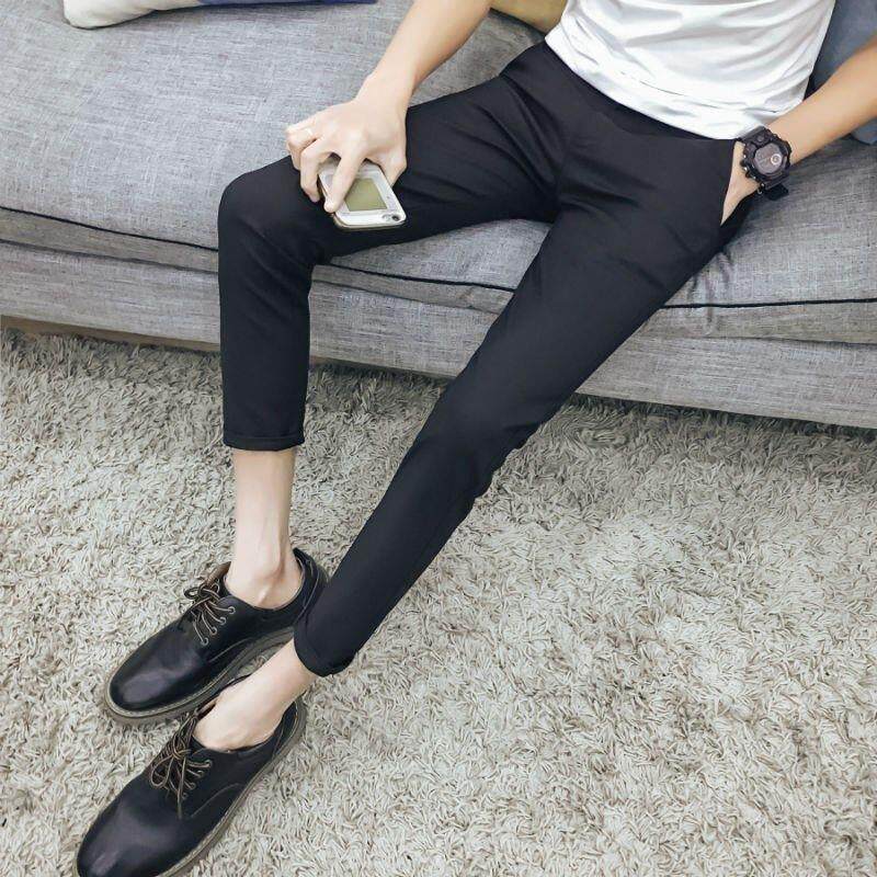 潮牌春秋季英伦风西装裤男韩版修身小脚裤子纯色潮流百搭休闲裤男