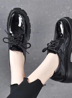 韩版潮牌深口增高英伦风小皮鞋女真皮鞋子厚底松糕鞋2025新款包鞋