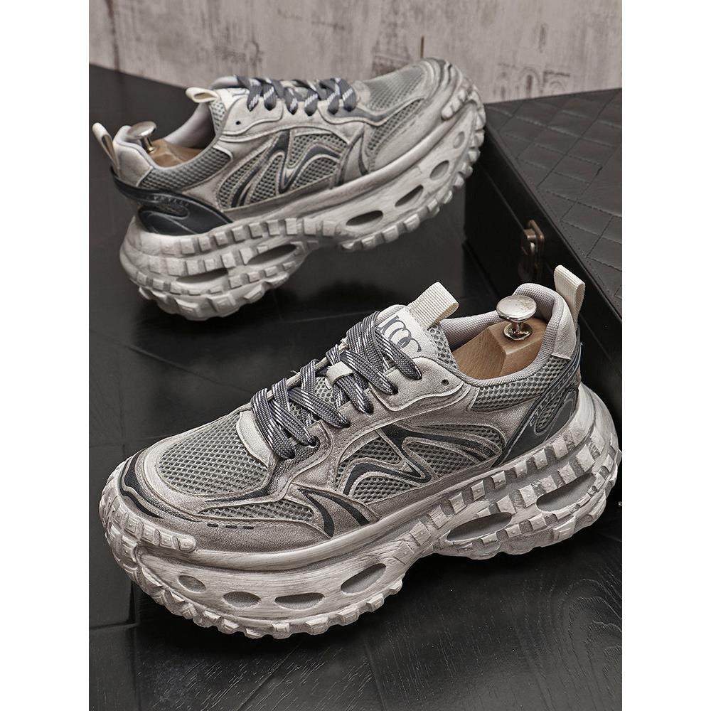 覆古男士老爹鞋四季透气厚底做旧机甲风运动鞋男网面轮胎鞋内增高,流行男鞋,时尚休闲鞋,淘宝优惠券,粉丝福利购,淘宝优惠卷