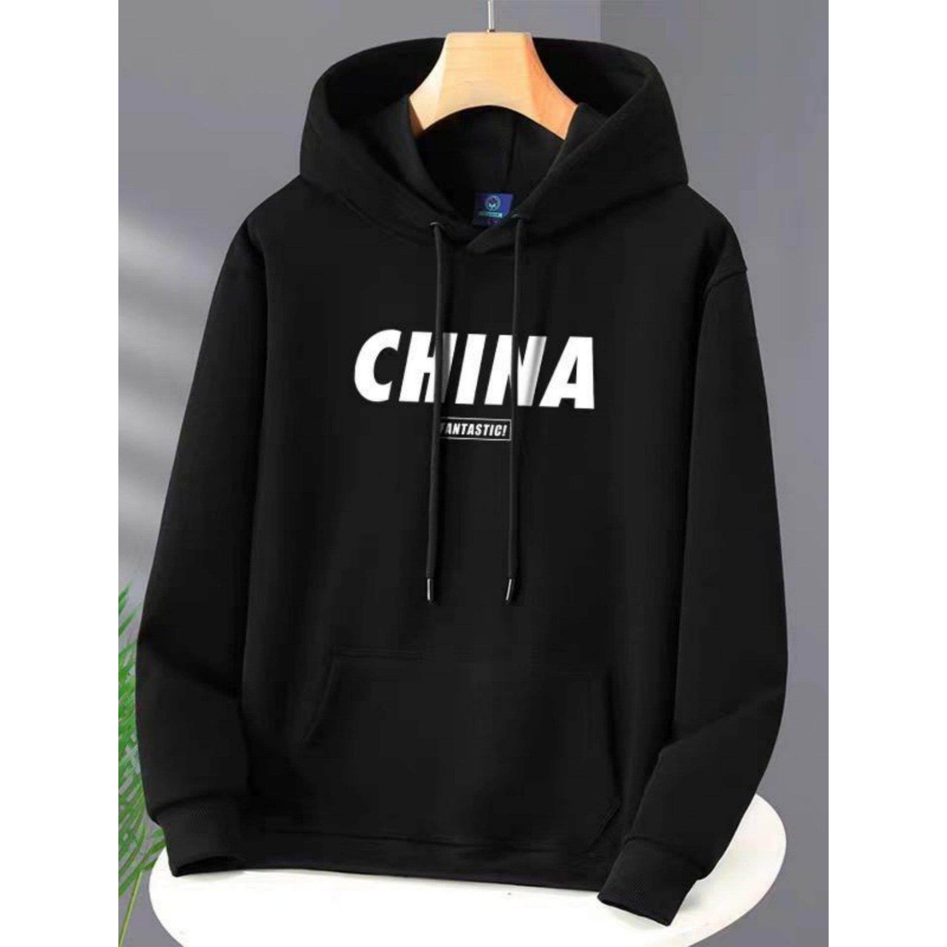 连帽卫衣男纯棉印花休闲春秋季薄款男士宽松潮牌百搭运动长袖外套