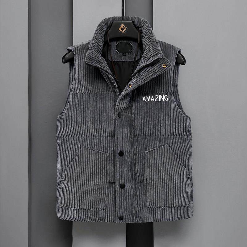 潮牌春季韩版潮流羽绒棉马甲背心男士帅气保暖宽松灯芯绒坎肩外套,男装,羽绒马甲,淘宝优惠券,粉丝福利购,淘宝优惠卷