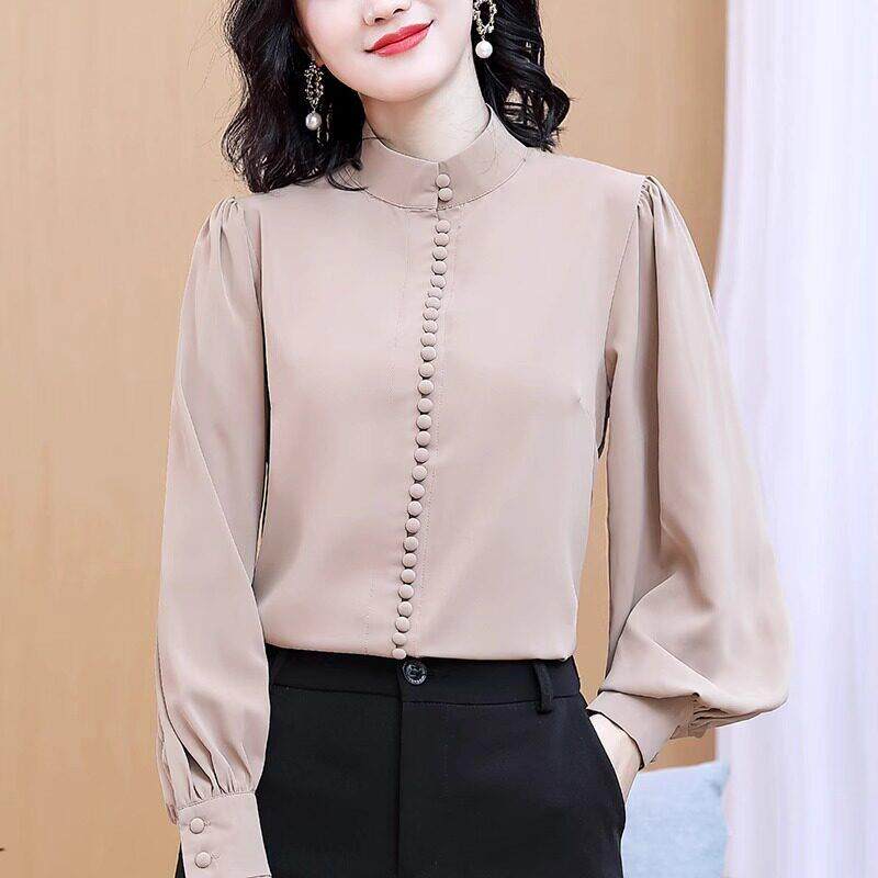 时尚气质立领女士衬衫春秋2026新款洋气百搭衬衣爆款显瘦减龄上衣