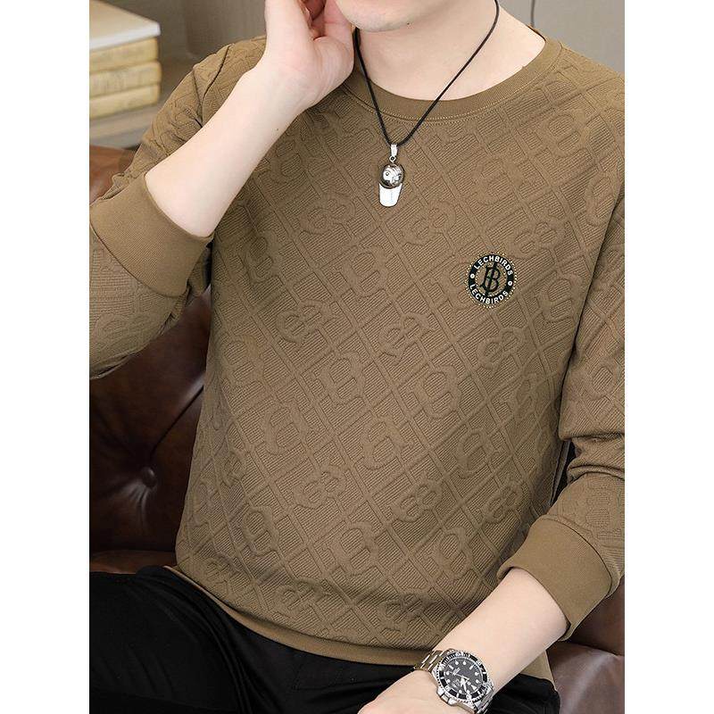 品牌卫衣男2025新款春秋季加厚潮流男士打底衫纯棉圆领长袖t恤