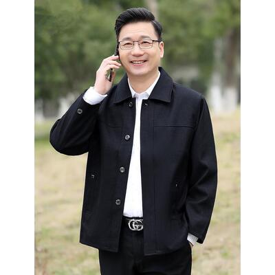 外套男士2025新款春秋季中老年人行政夹克衫纽扣子爷爷衣服爸爸装