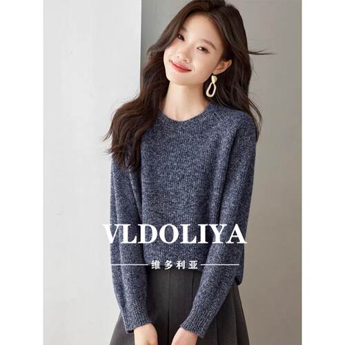 VLDOLIYA维多利亚复古花纱100%纯羊毛衫女2026春季新款毛衣针织