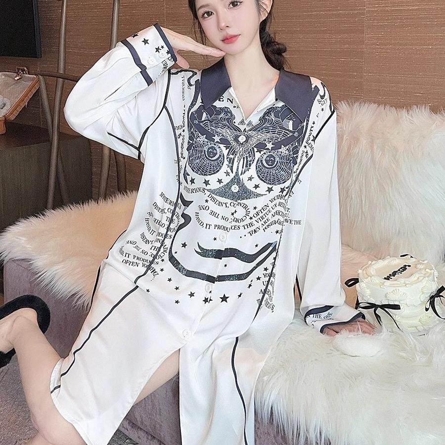 不同季节不同花！「Daily Gtra」春秋季轻奢高级感印花长袖睡裙女,女士内衣/男士内衣/家居服,睡裤/家居裤,淘宝优惠券,粉丝福利购,淘宝优惠卷