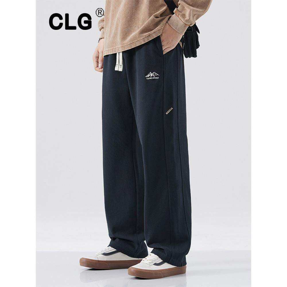 香港潮牌春秋冬美式垂感卫裤男日系直筒休闲裤宽松阔腿拖地长裤子