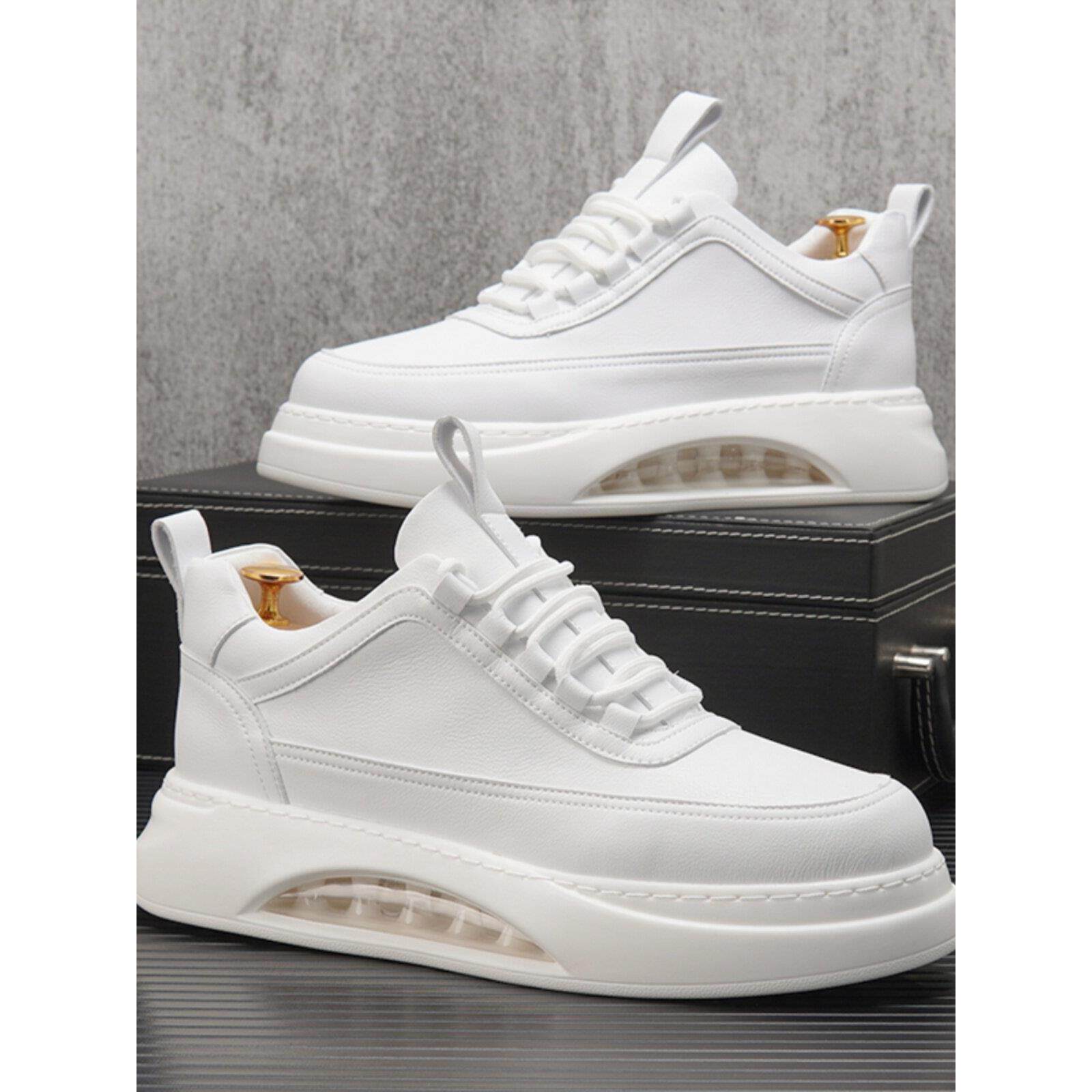 香港气垫小白鞋男2025新款秋冬白色板鞋男士潮牌厚底内增高休闲鞋