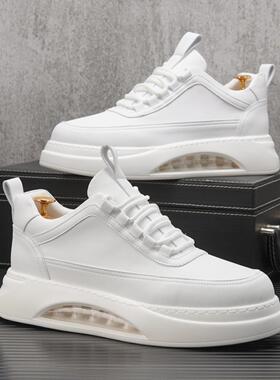 香港气垫小白鞋男2025新款秋冬白色板鞋男士潮牌厚底内增高休闲鞋