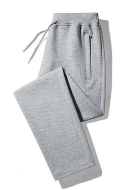 Home Daily~纯棉直筒卫裤男休闲裤浅灰色运动裤宽松加绒全棉长裤