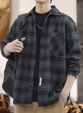 Home Daily 上身活力四射！春秋高级感痞帅休闲格子衬衫外套男潮