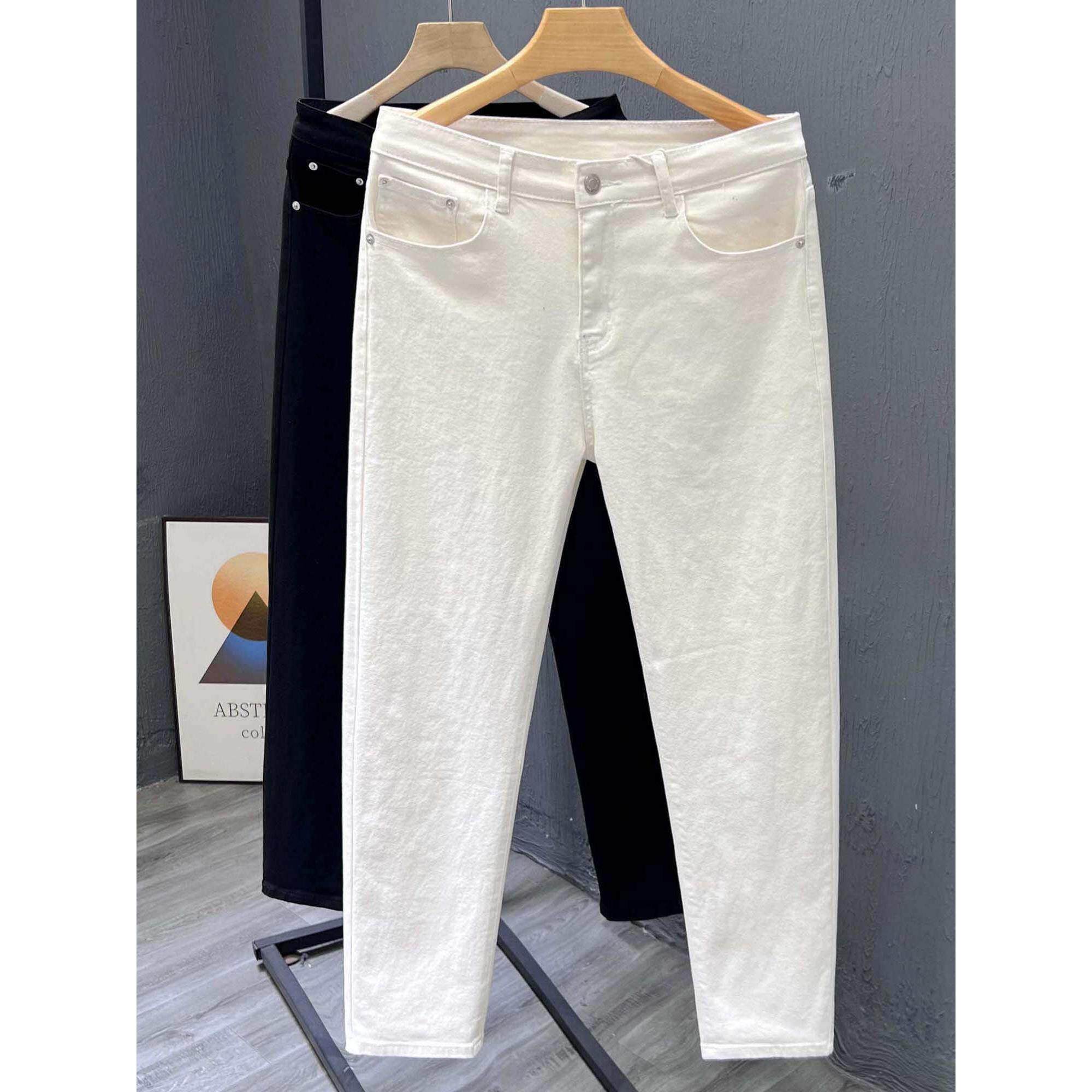 潮牌牛仔裤男士2025夏季新款时尚痞帅修身小脚休闲九分直筒裤子男