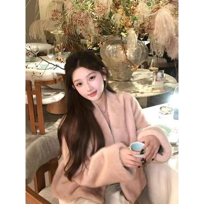 Chlenady经典甜美貂皮天鹅绒外套为妇女冬季优雅优雅美丽的年龄减