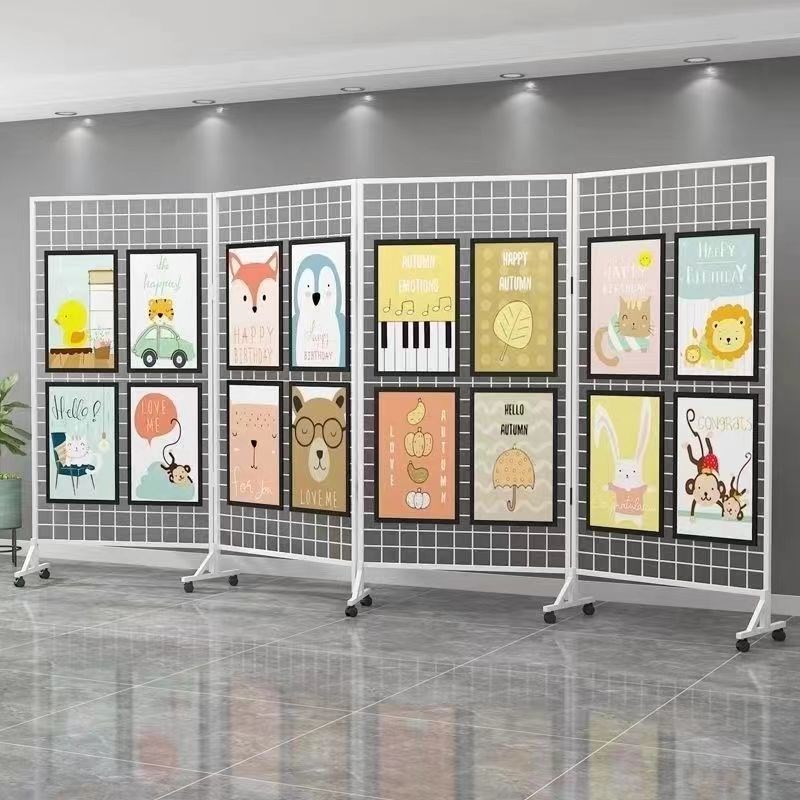 折叠网格展示架画展画室幼儿园作品展示架移动展览户外美术展示架