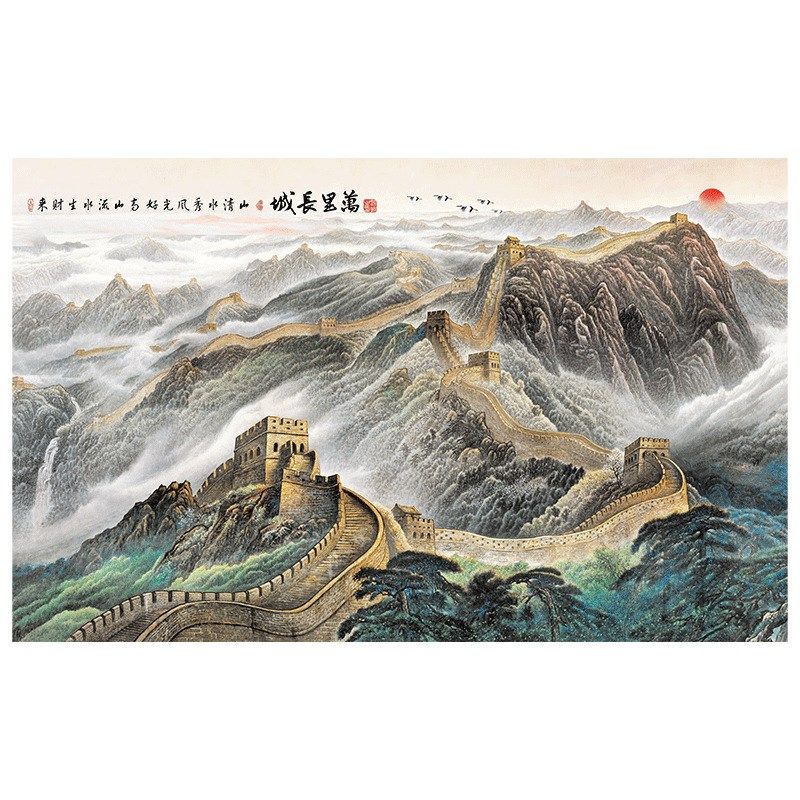 中式客厅万里长城壁画背景墙壁纸办公室招财山水画墙纸8d酒店壁布,家装主材,无缝墙布/无缝壁布,淘宝优惠券,粉丝福利购,淘宝优惠卷