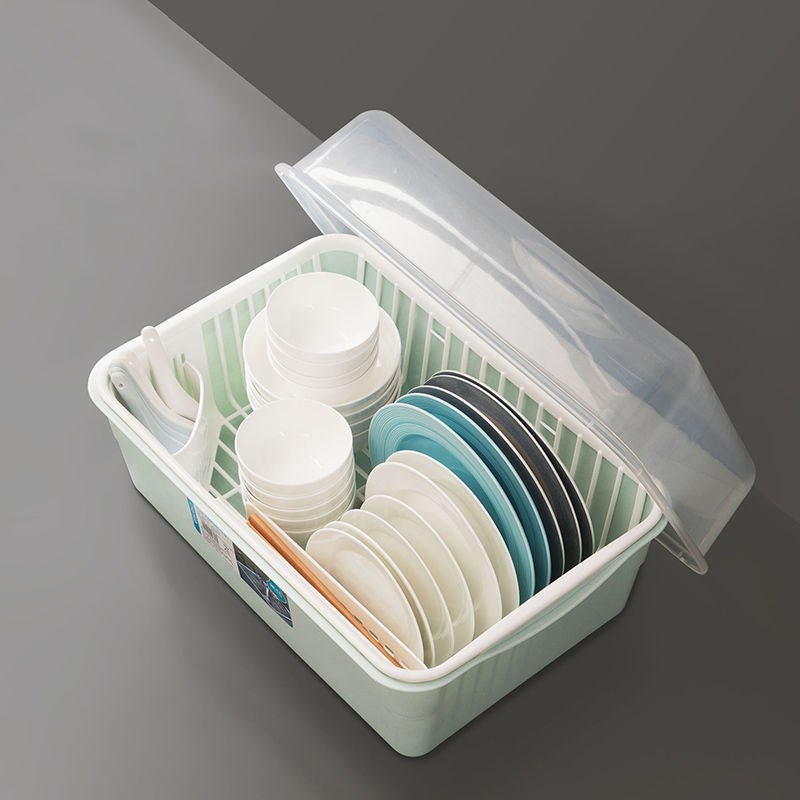 碗柜碗架塑料放碗碟带盖箱沥水架篮碗筷餐具收纳大号碗柜1817