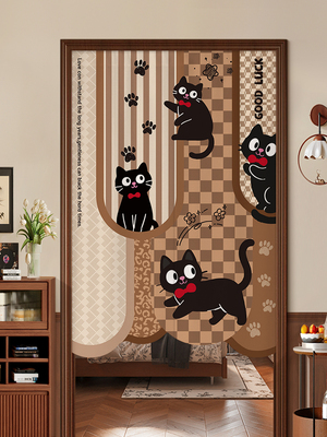 中古风门帘2025新款高档卧室隔断帘高级感卫生间遮挡帘厨房半截帘