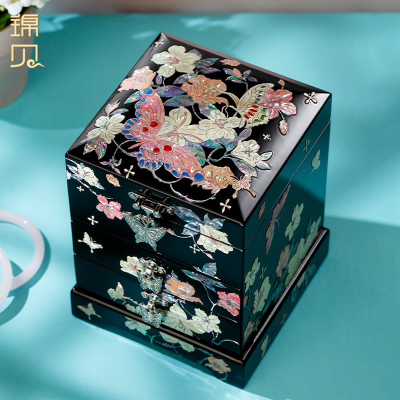 锦贝螺钿首饰盒复古多层收纳盒生日礼物结婚礼品三金嫁妆盒手镯盒,节庆用品/礼品,创意礼盒/礼品套组,淘宝优惠券,粉丝福利购,淘宝优惠卷
