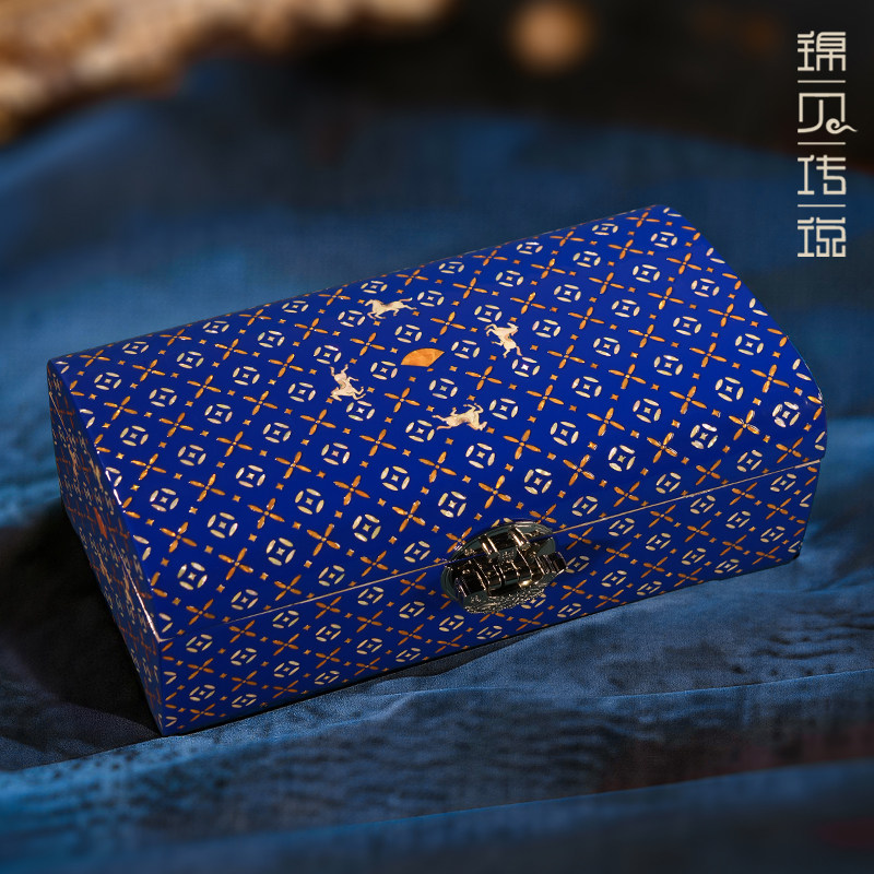 锦贝螺钿首饰盒复古中式木质首饰盒收纳盒结婚生日礼物纪念日礼品
