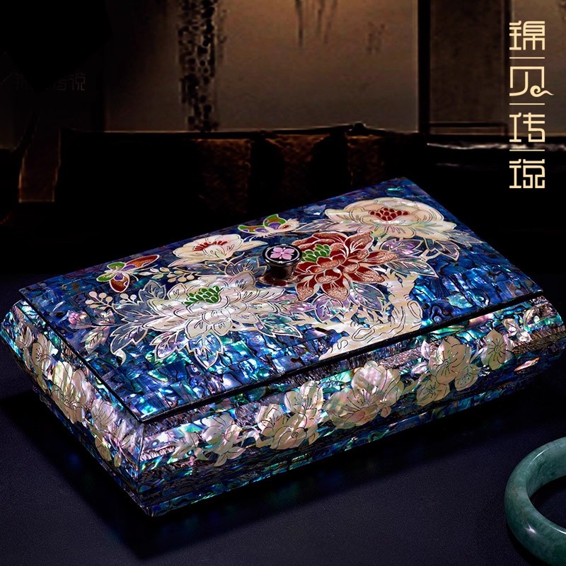锦贝传说螺钿首饰盒木质中式项链珠宝收纳盒结婚礼物戒指盒手镯盒
