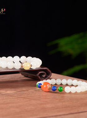 和田玉圆珠手链精品玉石羊脂白玉