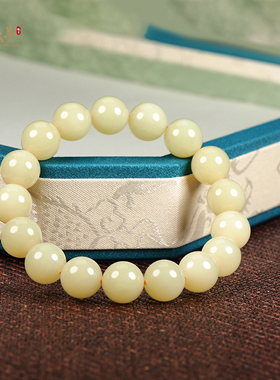 天然和田玉黄玉手串正品圆珠手串