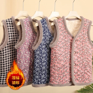 妈妈加绒加厚马甲棉衣外套秋冬装 内穿背心棉服中老年 保暖中年女装