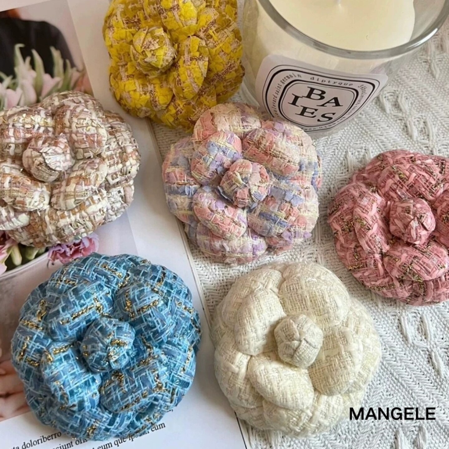 高端尼布胸针超定型花朵饰品粗花呢胸花配饰布艺别针大衣配件饰品