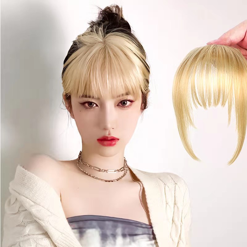 漫画刘海假发女网红jennje同款金色刘海染假发贴片假刘海外贸自然
