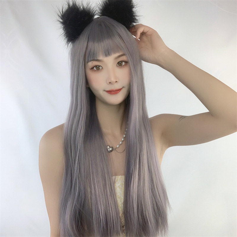 货源假发女齐刘海黑色长气质修脸