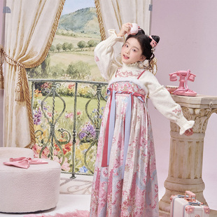 十三余童装【花幸】2025冬新款针织盘绳绣毛绒打底衫保暖毛衣内搭