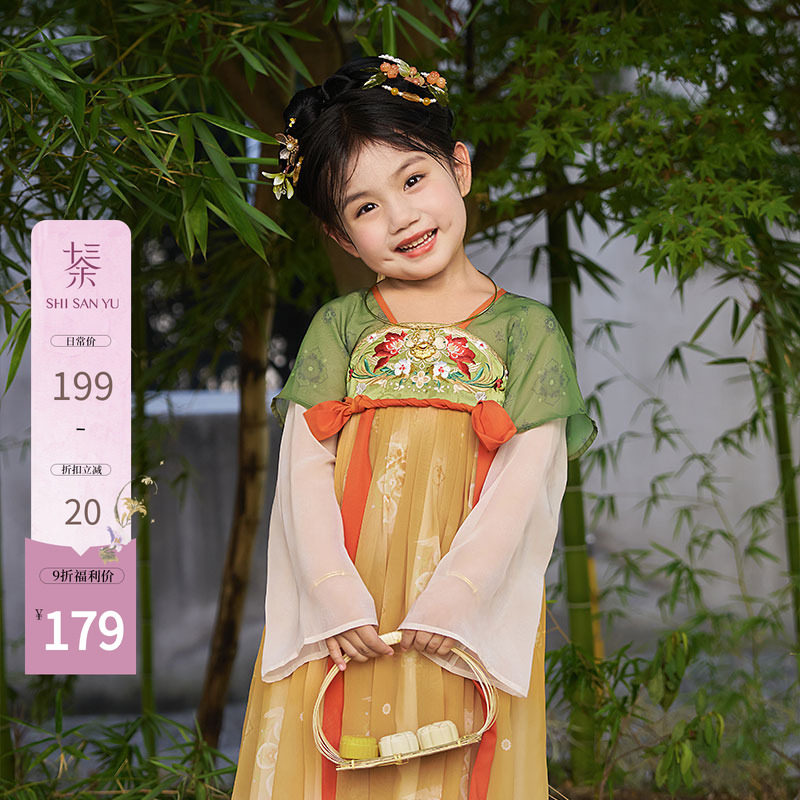 十三余童装复原双色连衣裙女童图片