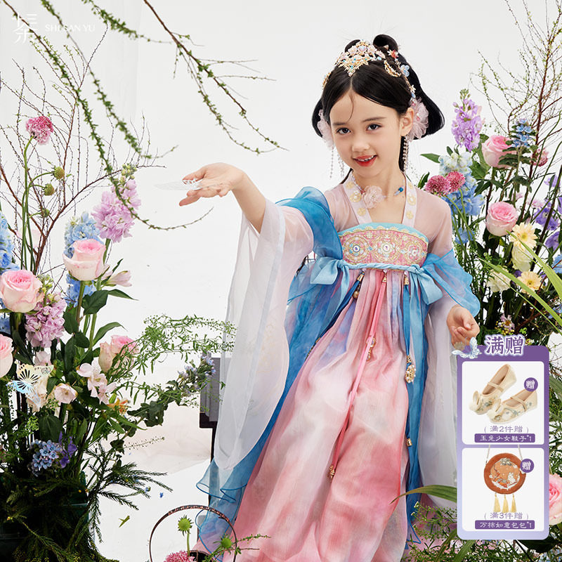十三余童装国风汉服连衣裙女童										