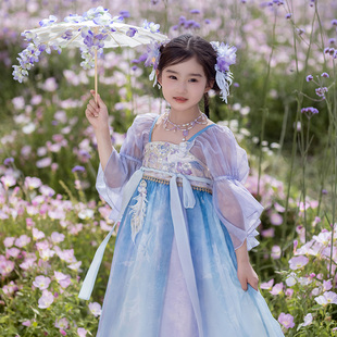 六一演出服渐变齐胸连衣裙 国风汉服女童夏季 十三余童装 千山黛羽