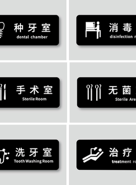 亚克力标志牌牙科诊所医院科室牌VIP诊疗室种植手术无菌治疗室医疗废弃暂存间消毒间医生患者通道指示牌定制