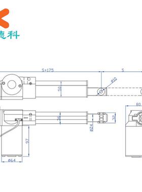 12V400m1m000毫N42每秒IP53854米养老院电动翻身床直流电推杆