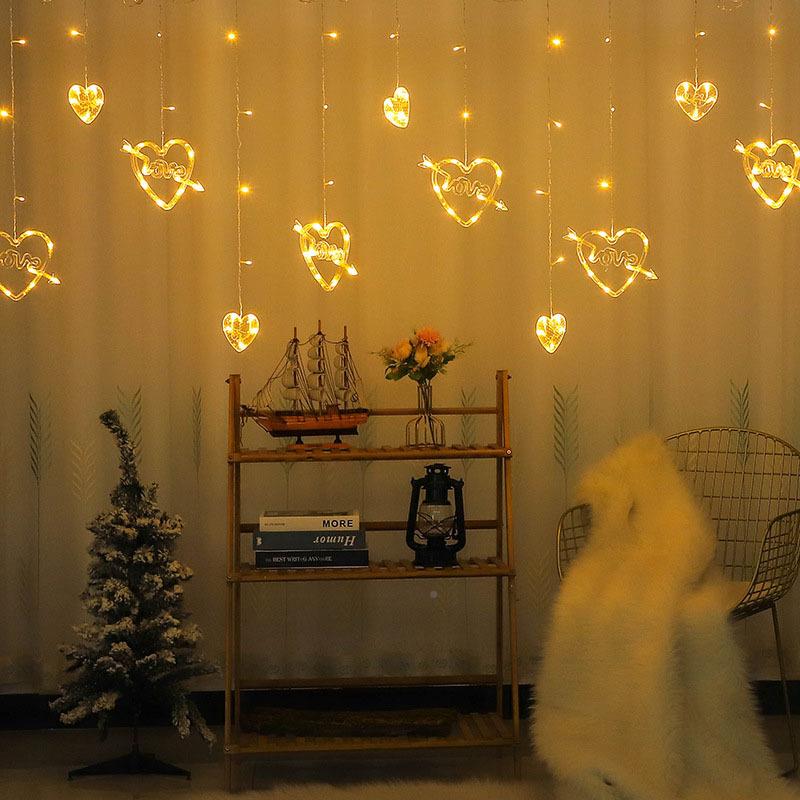 诞灯串led圣灯饰大装量太阳能月星窗帘灯串户外彩灯DNM庭院饰灯