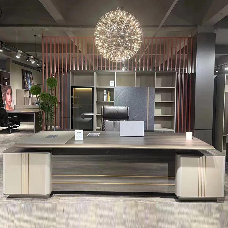 板办公桌椅组合板经理桌总B910裁桌办公家具大班台烤老漆老桌简现