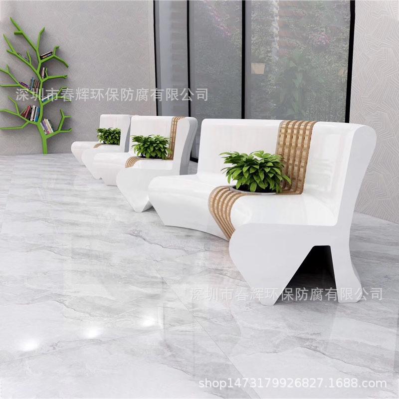 影玻璃钢酒CH-012店仿木花椅盆座纹商场院装饰美陈休闲椅休息区创