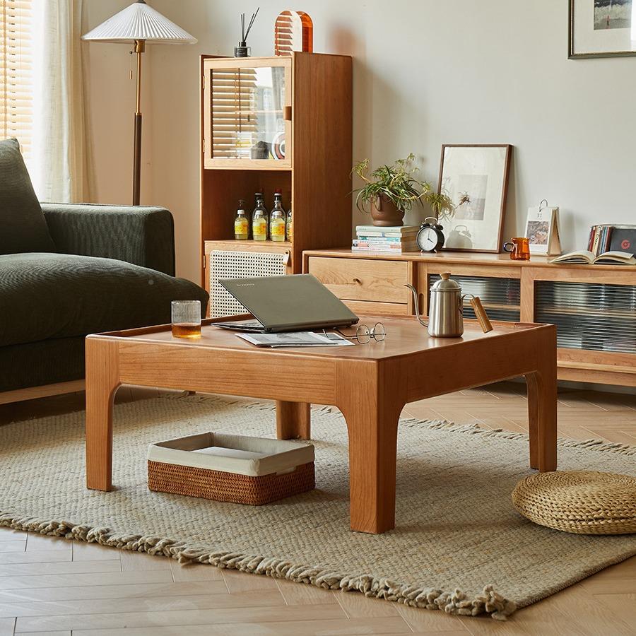 欧实木茶榻几樱桃木中古茶几榻米矮桌茶几236客厅小茶几桌复古北