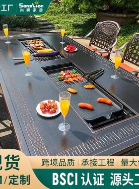 户外烧烤桌用椅电烤炭烤别家庭院花231028-1园墅围炉煮茶桌餐椅铸