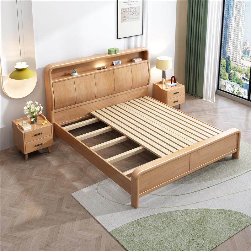 米北实木室床现欧2305#代简约1.5工厂直销双人床1.8m出租房家用卧